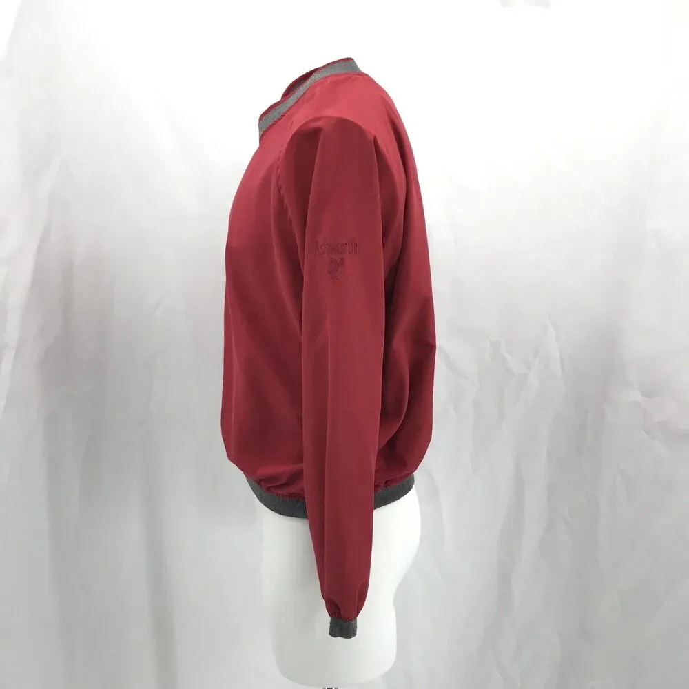 Ashworth Men's V-Neck Pullover Windbreaker Jacket Size Medium Burgundy Made USA